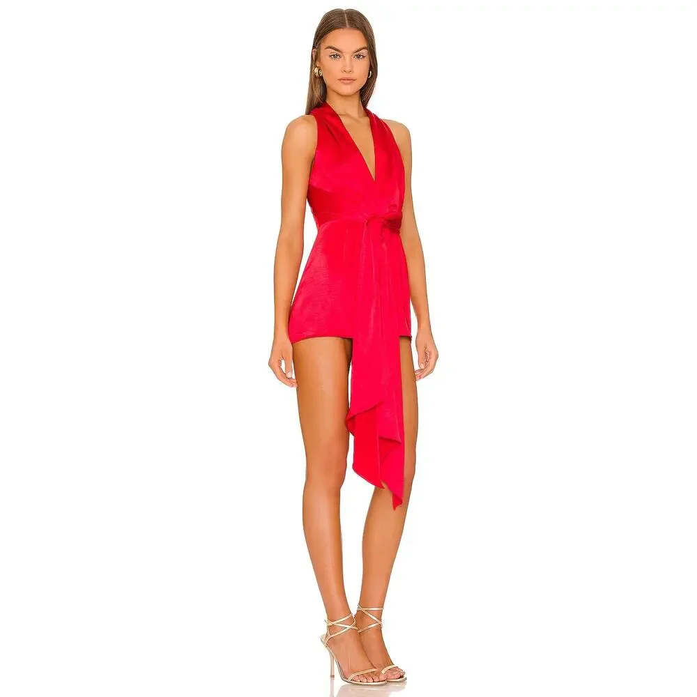 ELLIATT Isabella Playsuit Halter Neck Romper Silk Satin Party Cocktail S